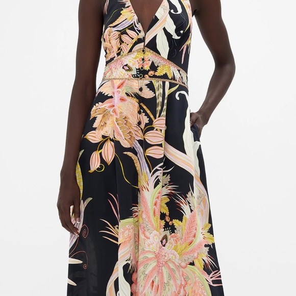 CAMILLA HALTERNECK JUMPSUIT WITH TIE NECK LADY OF THE MOON XS - Picture 5 of 9